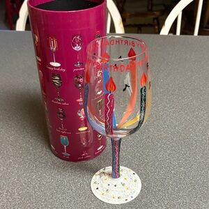 Lolita Birthday Wine Glass with Colorful Candle Design